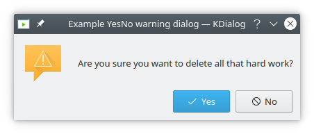 Yes no warning dialog