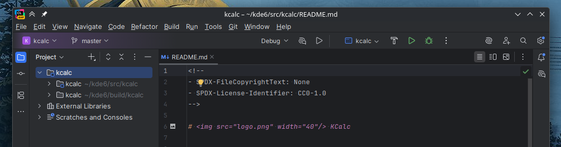 CLion window with native titlebar