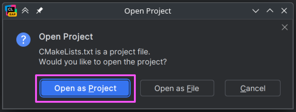 open as cmake project