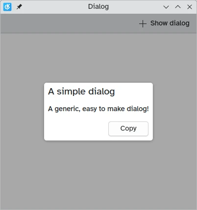 Simple dialog containing only text