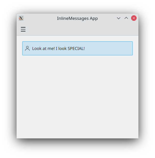 An inline message with a custom icon