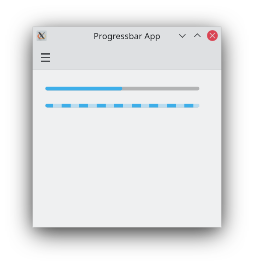 Above: progress bar at 50%; below: indeterminate progress bar