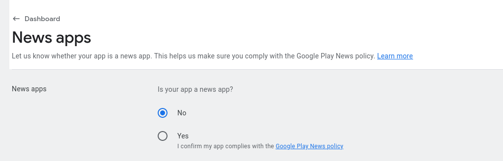 Screenshot showing the question whether KTrip is a news app