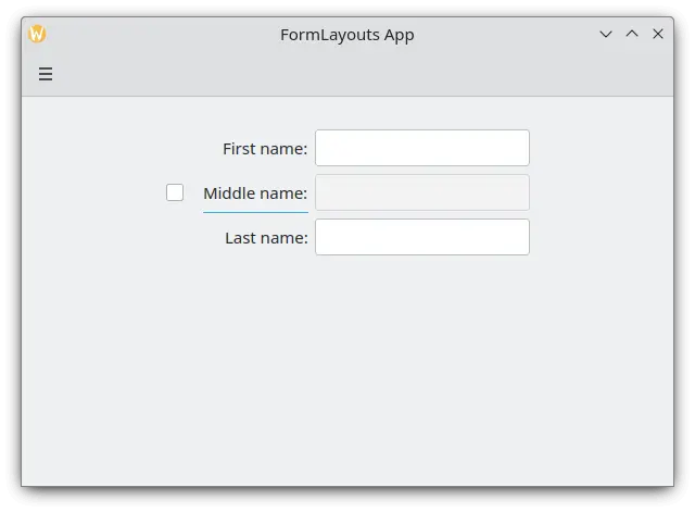 A form layout with checkable label.