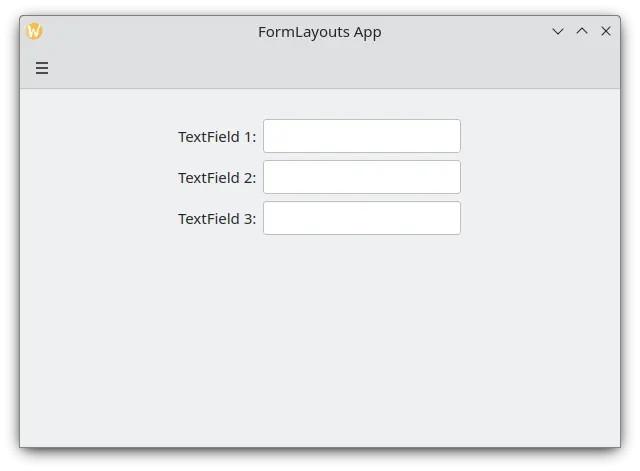 A simple form layout in desktop mode