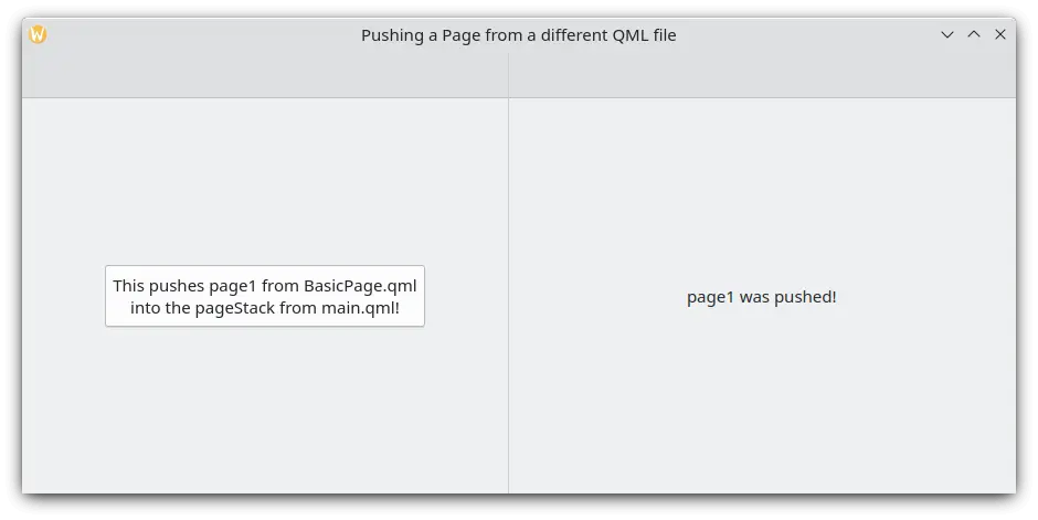 Clicking the button pushes a new page with help of applicationWindow
