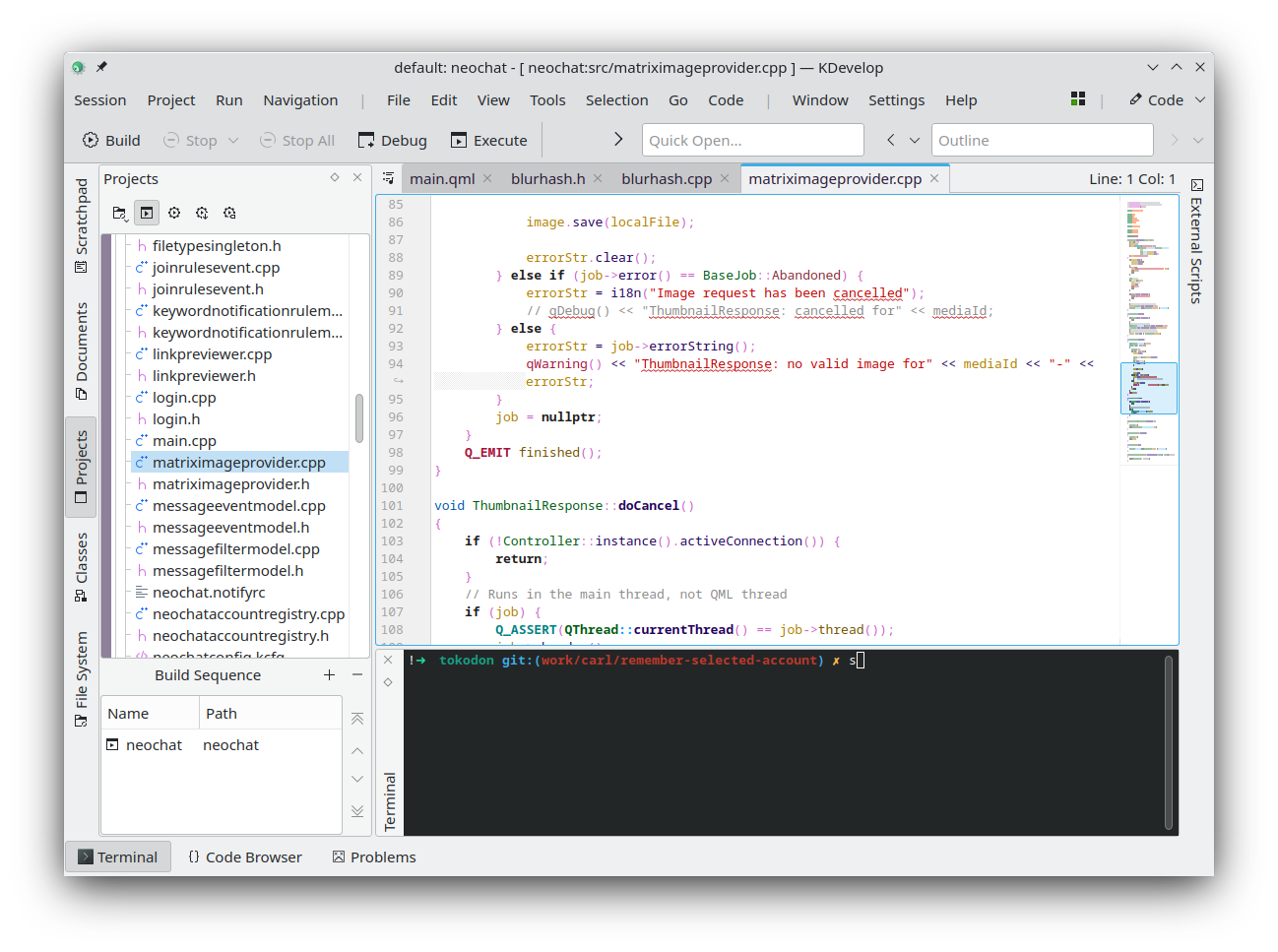 screenshot of app KDevelop