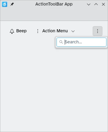 O ActionToolBar com um menu excedentário que contém filhos